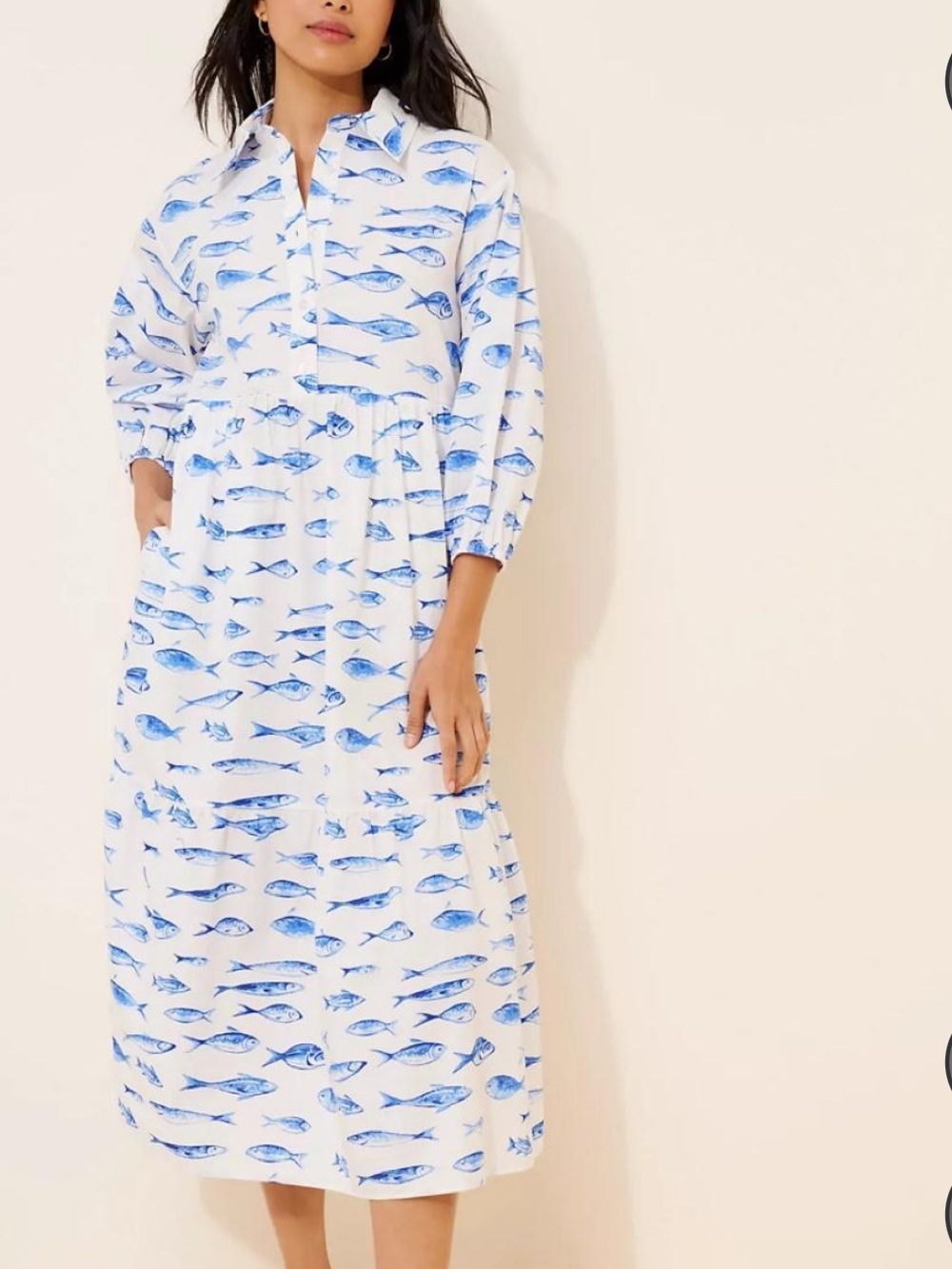 Maeve anthropologie fish maxi dress beach vacation medium